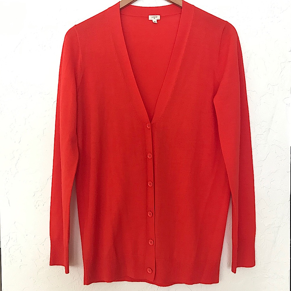 J. JILL Merino Wool Blood Orange Cardigan